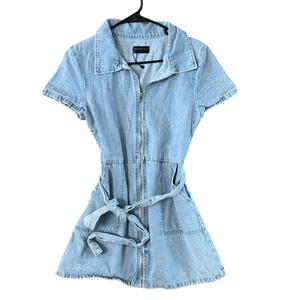 NWOT White Fox Light Blue Denim Zip Jean Dress Size Large